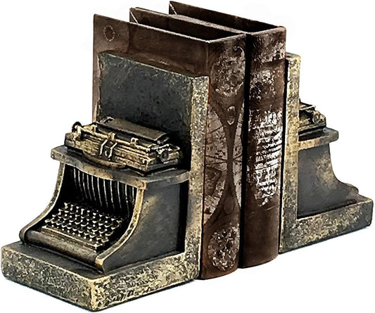 25747 Decorative Bookend Typewriter Royal Retro Book Ends Stopper Industrial Rustic Vintage Style Classic Type Writer Statues Bookshelves Home Decor 7 Inch