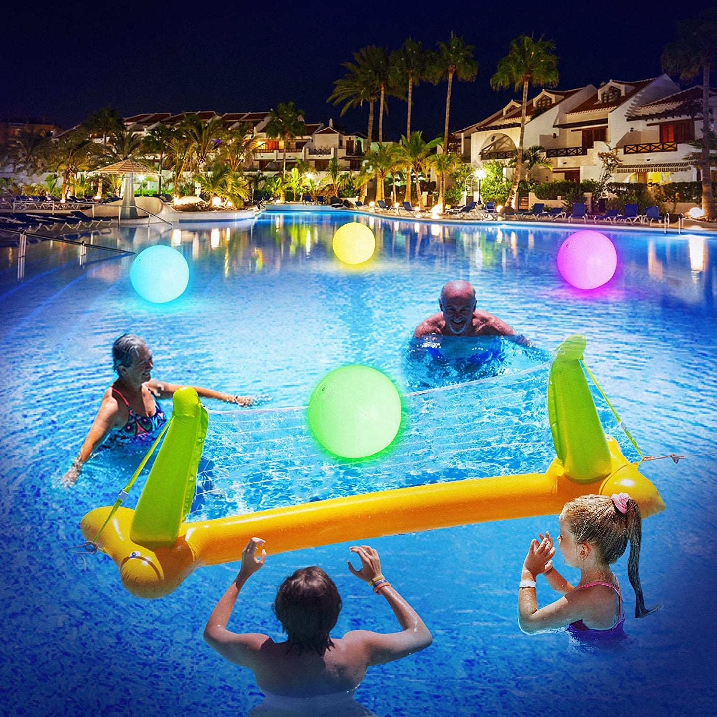 Pool Toys - 4 Pack Light up Beach Balls for Kids W/ 8 Light Modes, Pool Beach Games Balls for Outdoor or Indoor Activities, Glow in the Dark Pool Beach Decorations for Kids and Adults