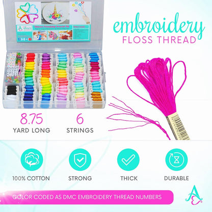 Embroidery Floss Friendship Bracelet String Kit - 276Pcs Thread and Accessories - Colors Are Labeled with Std Codes - Perfect Thread for Cross Stitch - Supplies