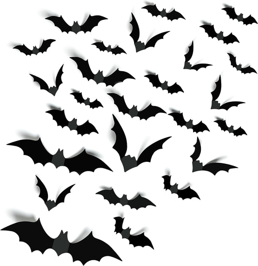 Halloween Party Supplies Hallween Decorations Bats Wall Decor 140PCS Realistic PVC 3D Black Scary Bat Sticker for Creepy Home Decor Halloween Party Decorations DIY Wall Decal Bathroom Indoor Halloween