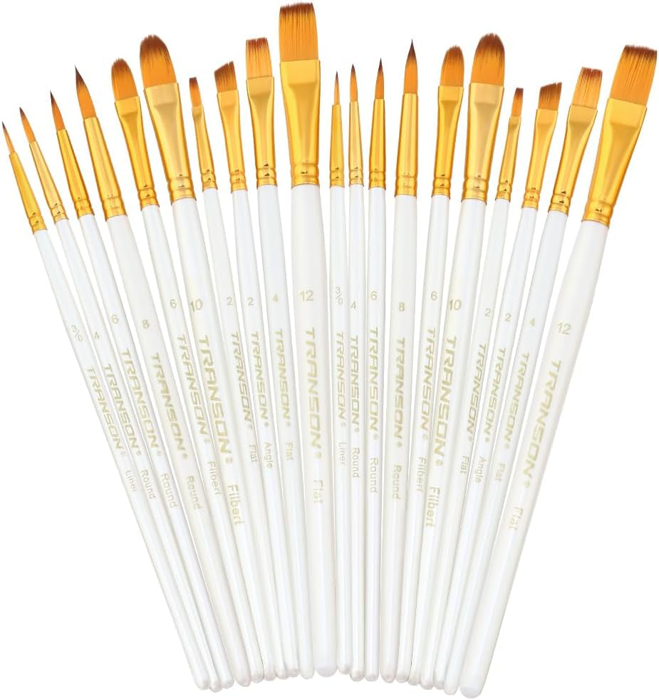 20Pcs Bulk Artist Painting Brush Set for Acrylic Watercolor Gouache Hobby Craft Face Rock Painting