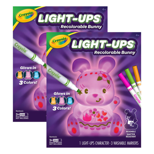 Light-Ups Recolorable Bunny with Markers, Pack of 2