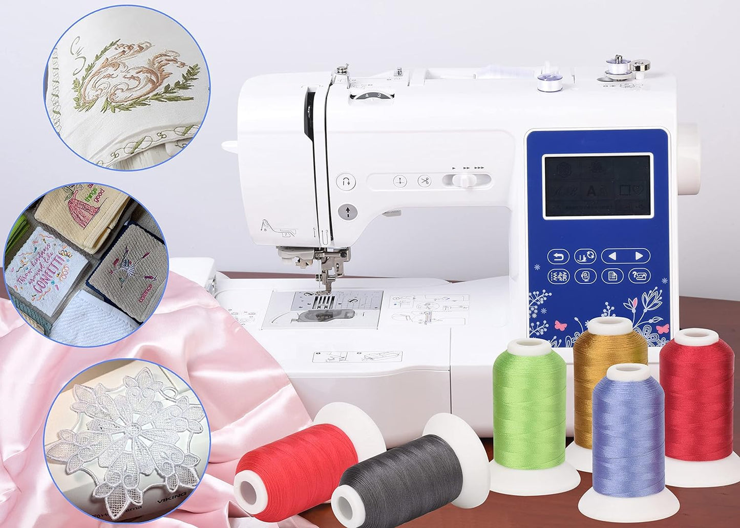 63 Brother Colors Polyester Embroidery Machine Thread Kit 40 Weight for Brother Babylock Janome Singer Pfaff Husqvarna Bernina Embroidery and Sewing Machines 550Y