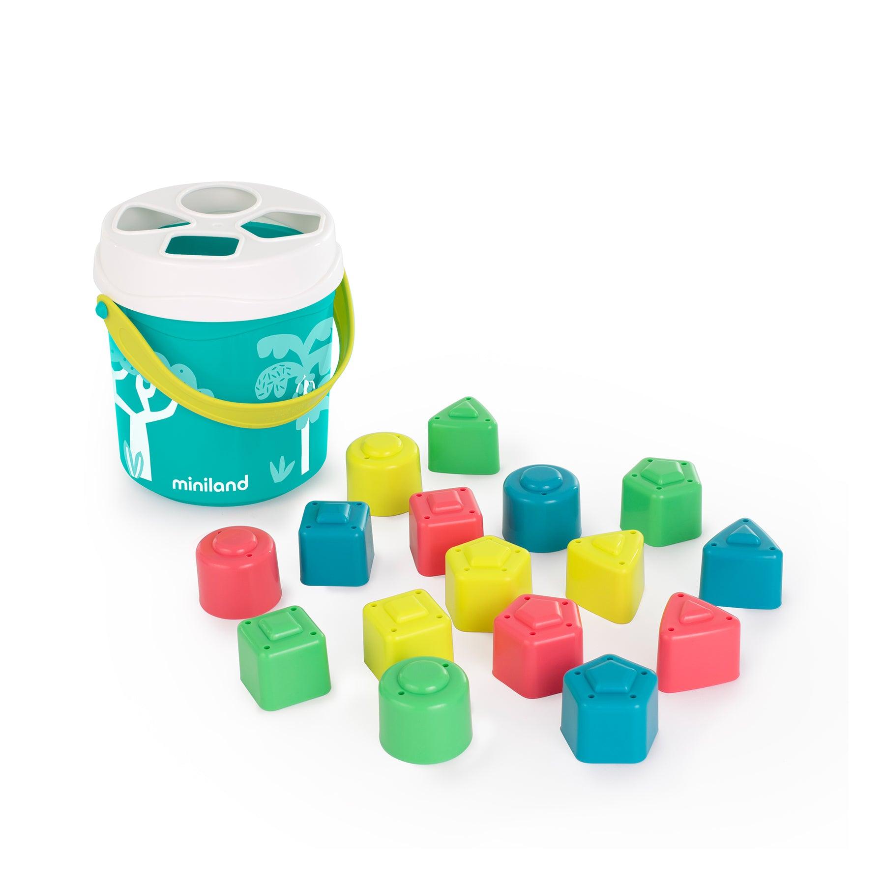 Feel to Learn: Shape Sorting Bucket, Turquoise - Loomini