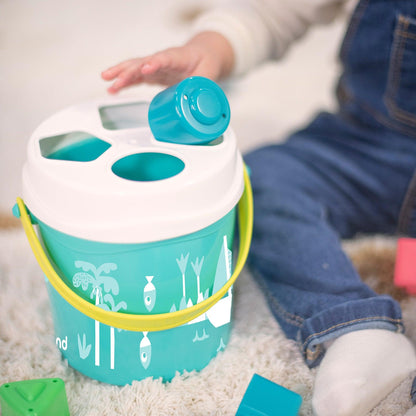 Feel to Learn: Shape Sorting Bucket, Turquoise - Loomini