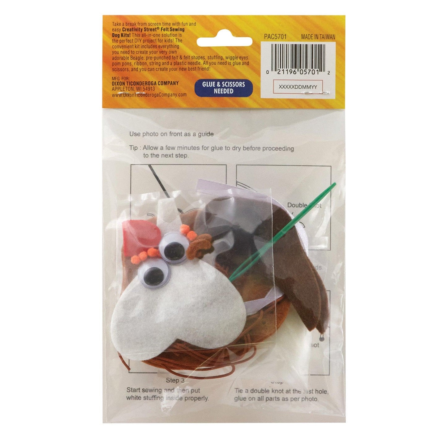 Felt Sewing Dog Kit, Beagle, 5" x 5.5" x 1", 6 Kits - Loomini