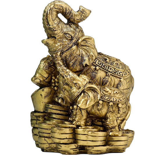 Feng Shui Elephant Decor Money Elephant Figurine Elephants Wealth Lucky Figurines Gift & Home Decor - Loomini