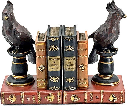 Decorative Bookends Vintage Birds Book Ends for Heavy Bookshelves Shelf Holder Stoppers Supports Home Library 9 Inch