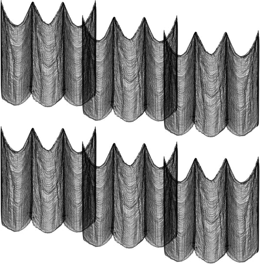 6 Pack Black Halloween Creepy Cloth 30 X 75 Inch Halloween Decoration Spooky Scary Gauze Cloth Black Cheesecloth for Halloween Party Supplies Outdoor Yard Home Wall Doorway