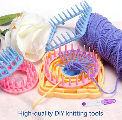 Weaving Loom Kit, Flower Knitting Loom Kit, Frame Looms, Knitting Wool, Round/Square Knitting Looms Craft Kit Multi Color (Flower Maker + Yarn)