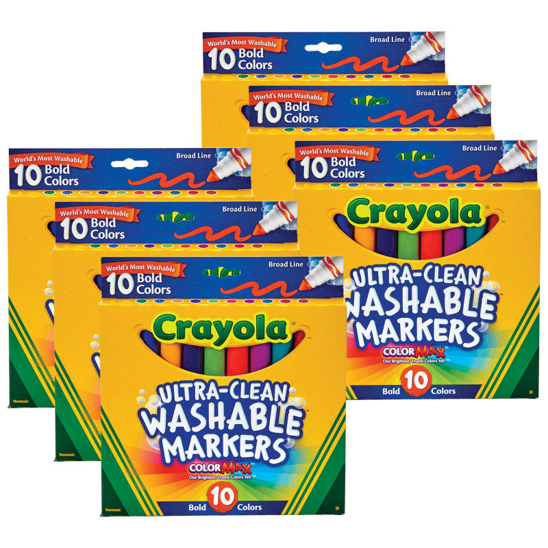Ultra-Clean Washable® Bold, Broad Line, Color Max Markers, 10 Per Pack, 6 Packs