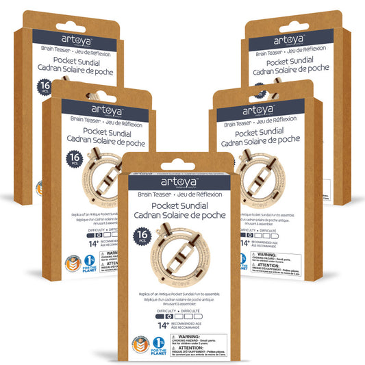 Pocket Sundial 3D Wooden STEM Model 5-Pack