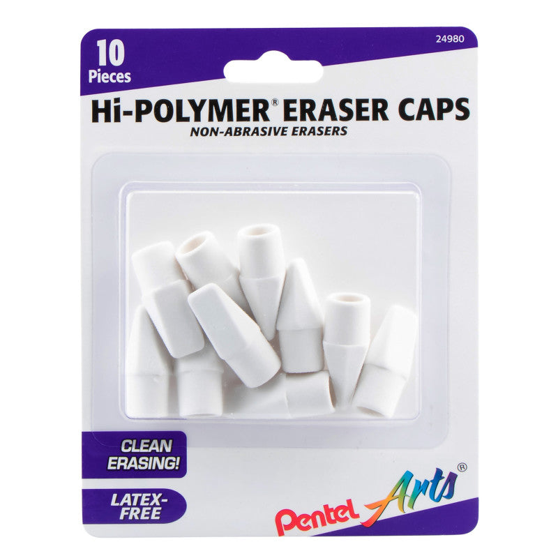 Hi-Polymer White Cap Erasers, 10 Per Pack, 6 Packs