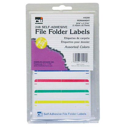 File Folder Labels, Assorted, 248 Per Pack, 12 Packs - Loomini