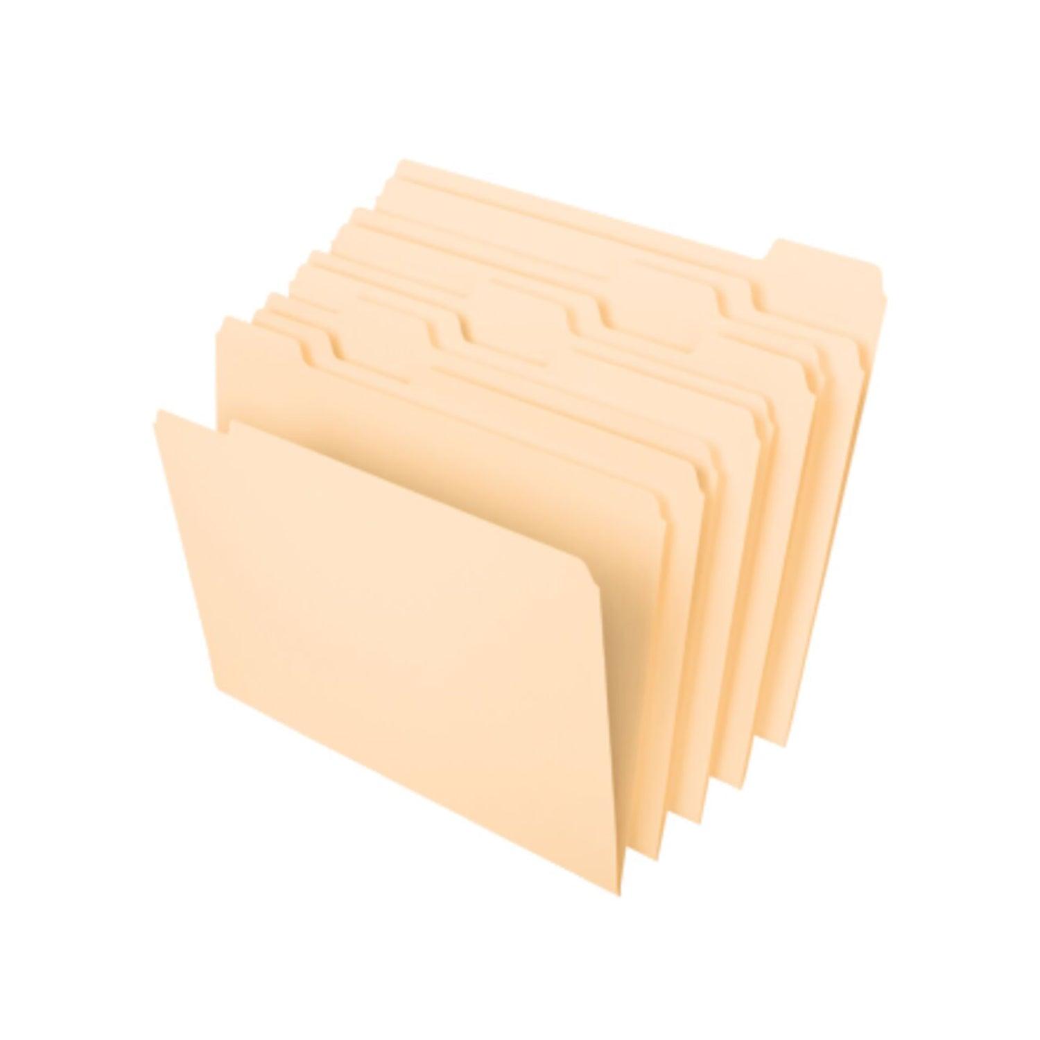 File Folders, Letter Size, Manila, 1/2 Cut, Box of 100 - Loomini