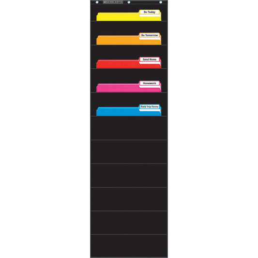 File Organizer 10-Pocket Chart, 14" x 46-1/2", Black - Loomini