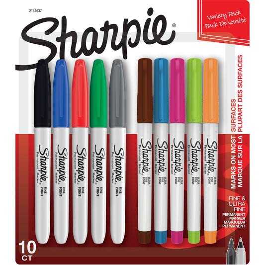Fine and Ultra Fine Permanent Markers, Assorted, Pack of 10 - Loomini