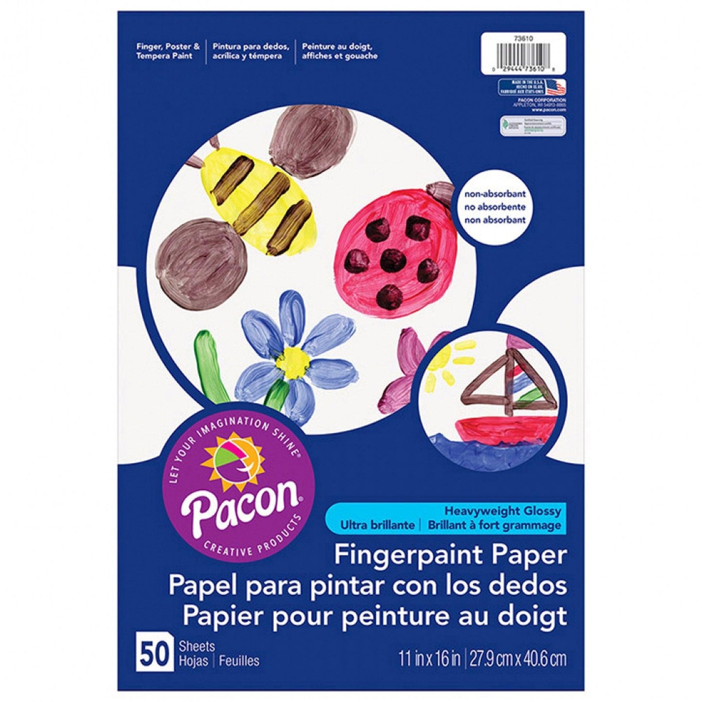 Fingerpaint Paper, White, 11" x 16", 50 Sheets Per Pack, 6 Packs - Loomini