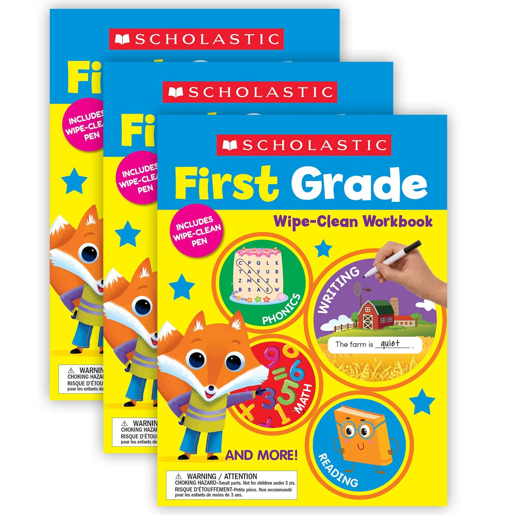 First Grade Wipe Clean Workbook, Pack of 3 - Loomini