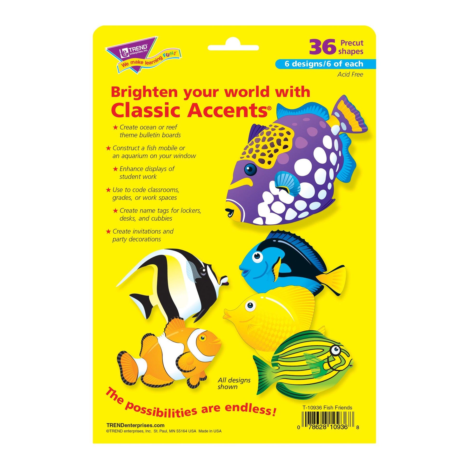 Fish Friends Classic Accents® Variety Pack, 36 Per Pack, 3 Packs - Loomini