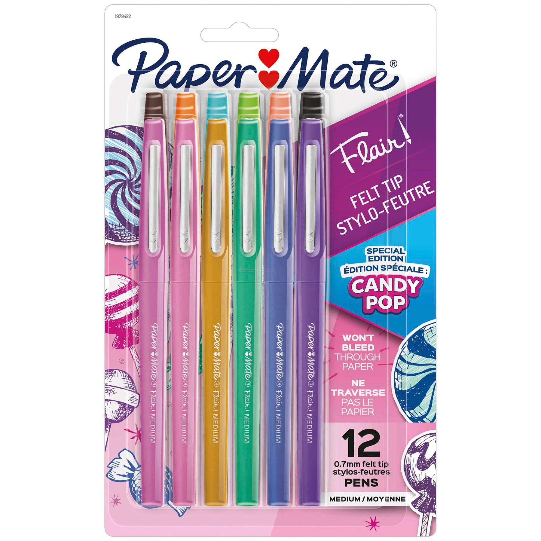 Flair Felt Tip Pens, Medium Point, Candy Pop Pack, 12 Count - Loomini