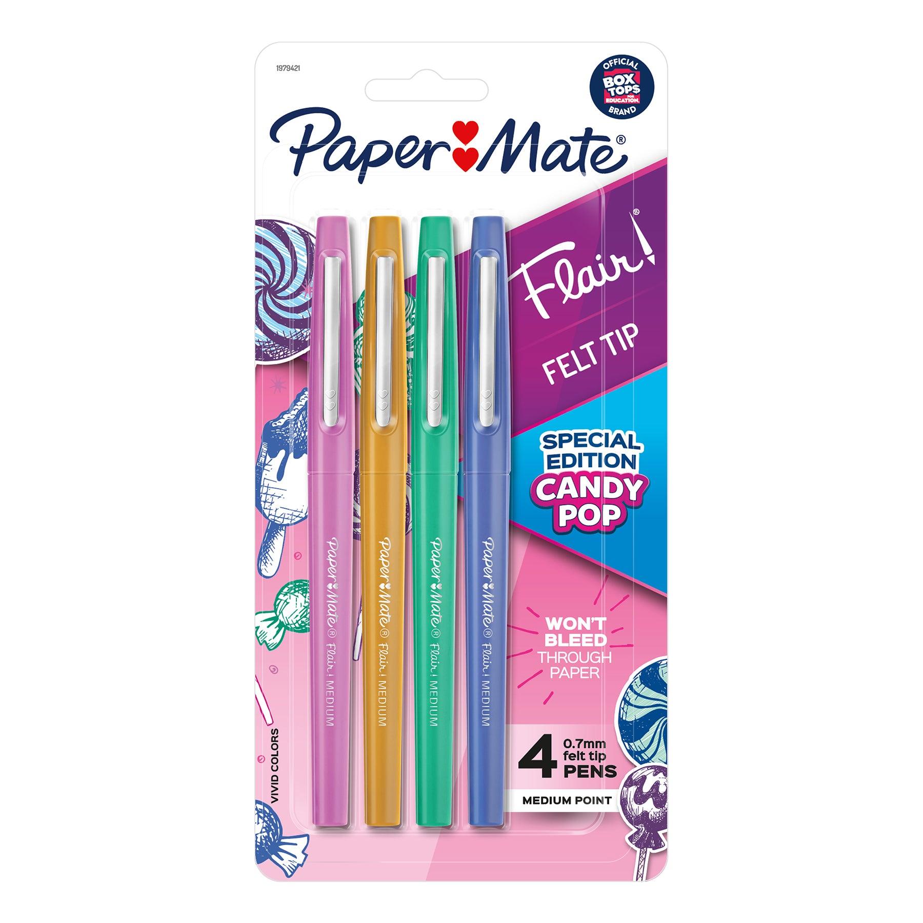 Flair Felt Tip Pens, Medium Point, Candy Pop Pack, 4 Per Pack, 3 Packs - Loomini