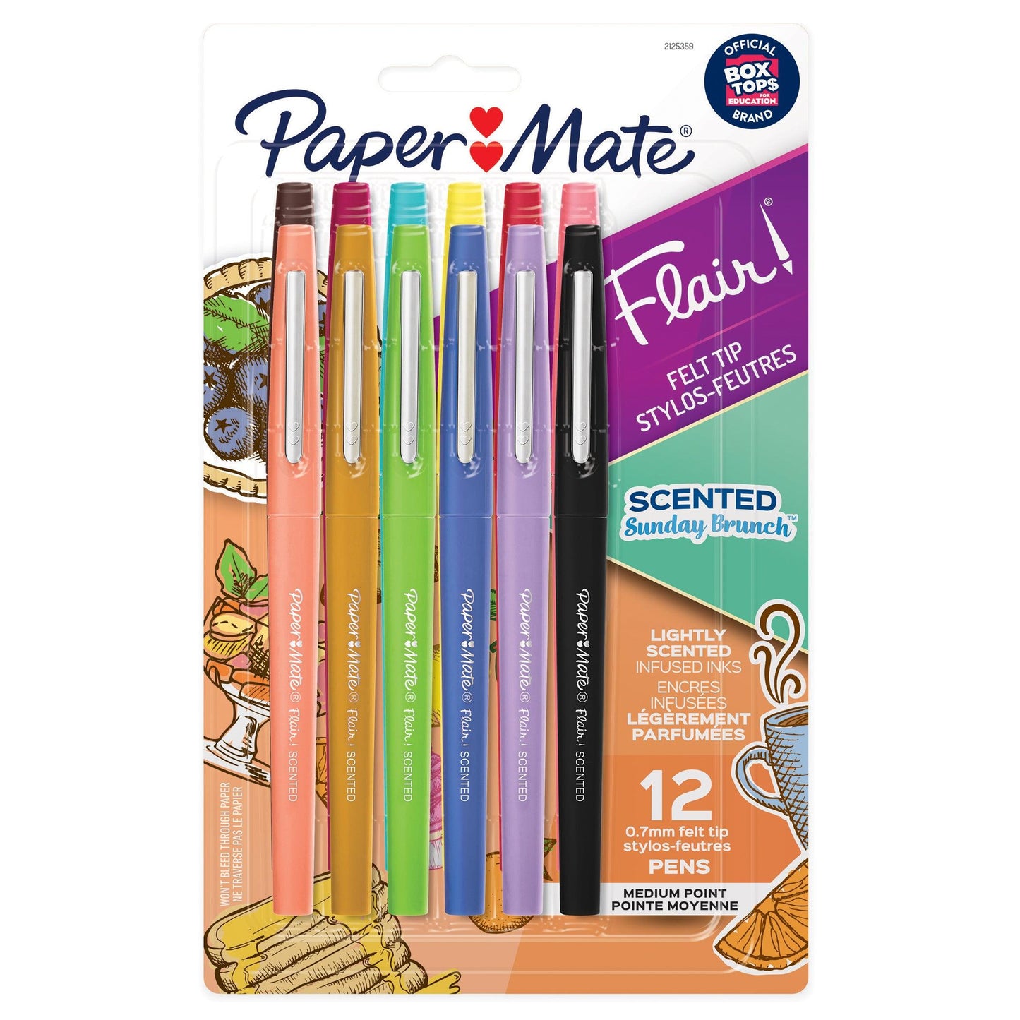 Flair, Scented Felt Tip Pens, Assorted Sunday Brunch Scents & Colors, 0.7mm, 12 Count - Loomini