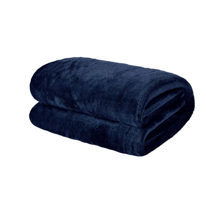 Fleece Ultra Soft Large Blanket Throw Bedspread Anti Static for Sofa Couch Bed Camping Travel Fluffy Cozy Warm Lightweight Microfiber Navy Blue 50 x60 - Loomini
