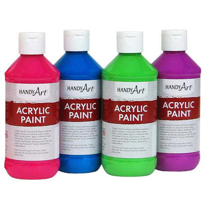 Fluorescent Acrylic Paint, 8 oz, Set of 8 - Loomini