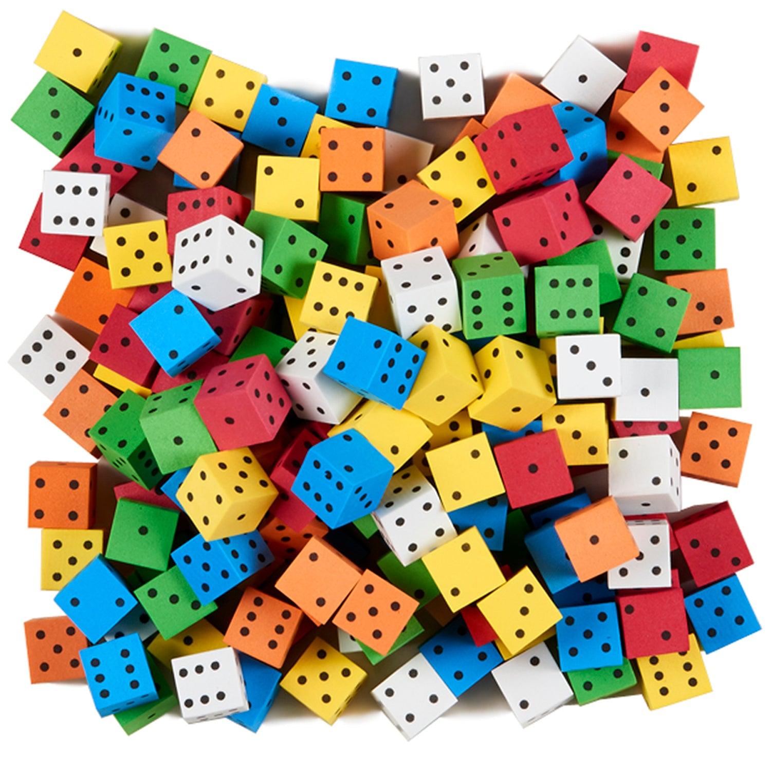 Foam Spot Dice, Assorted Color, 16mm, Bag of 200 - Loomini