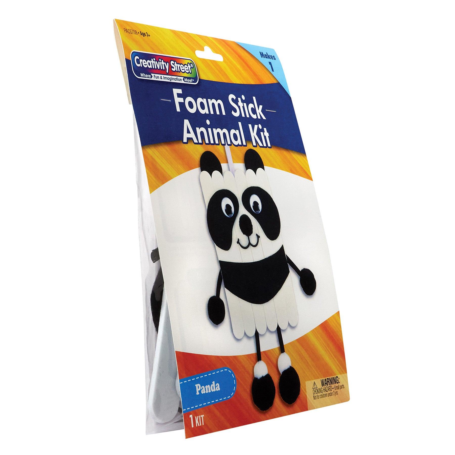 Foam Stick Animal Kit, Panda, 7" x 11.25" x 1", 6 Kits - Loomini