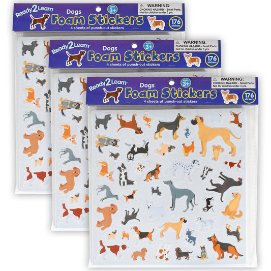 Foam Stickers - Dogs -176 Per Pack - 3 Packs - Loomini