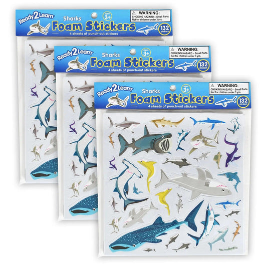Foam Stickers - Sharks -132 Per Pack - 3 Packs Ready 2 Learn™