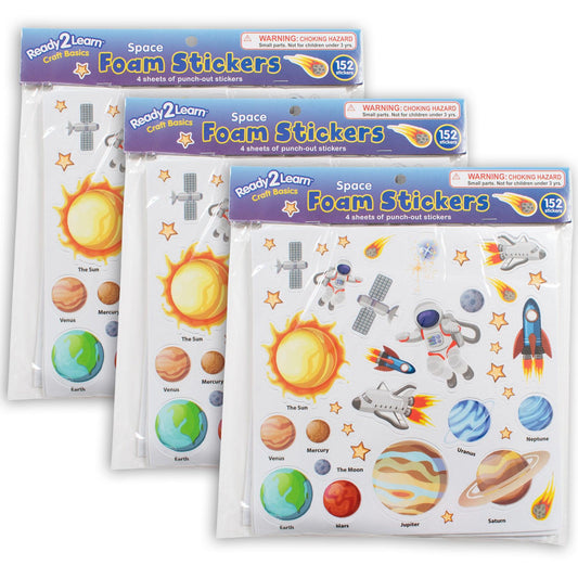 Foam Stickers, Space, 152 Per Pack, 3 Packs - Loomini