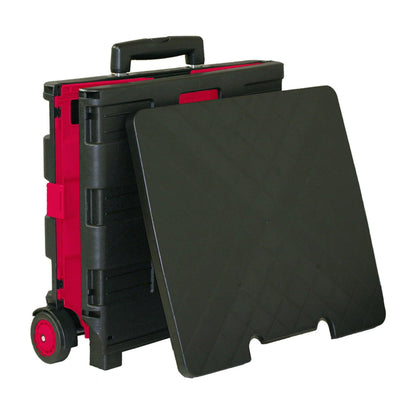 Folding Cart on Wheels w/Lid Cover, 16" x 18" x 15", Black/Red - Loomini