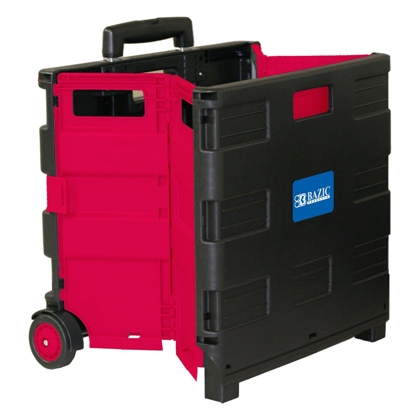 Folding Cart on Wheels w/Lid Cover, 16" x 18" x 15", Black/Red - Loomini