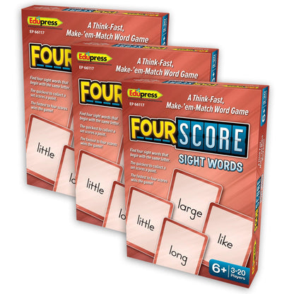 Four Score Card Game: Sight Words, Pack of 3 - Loomini