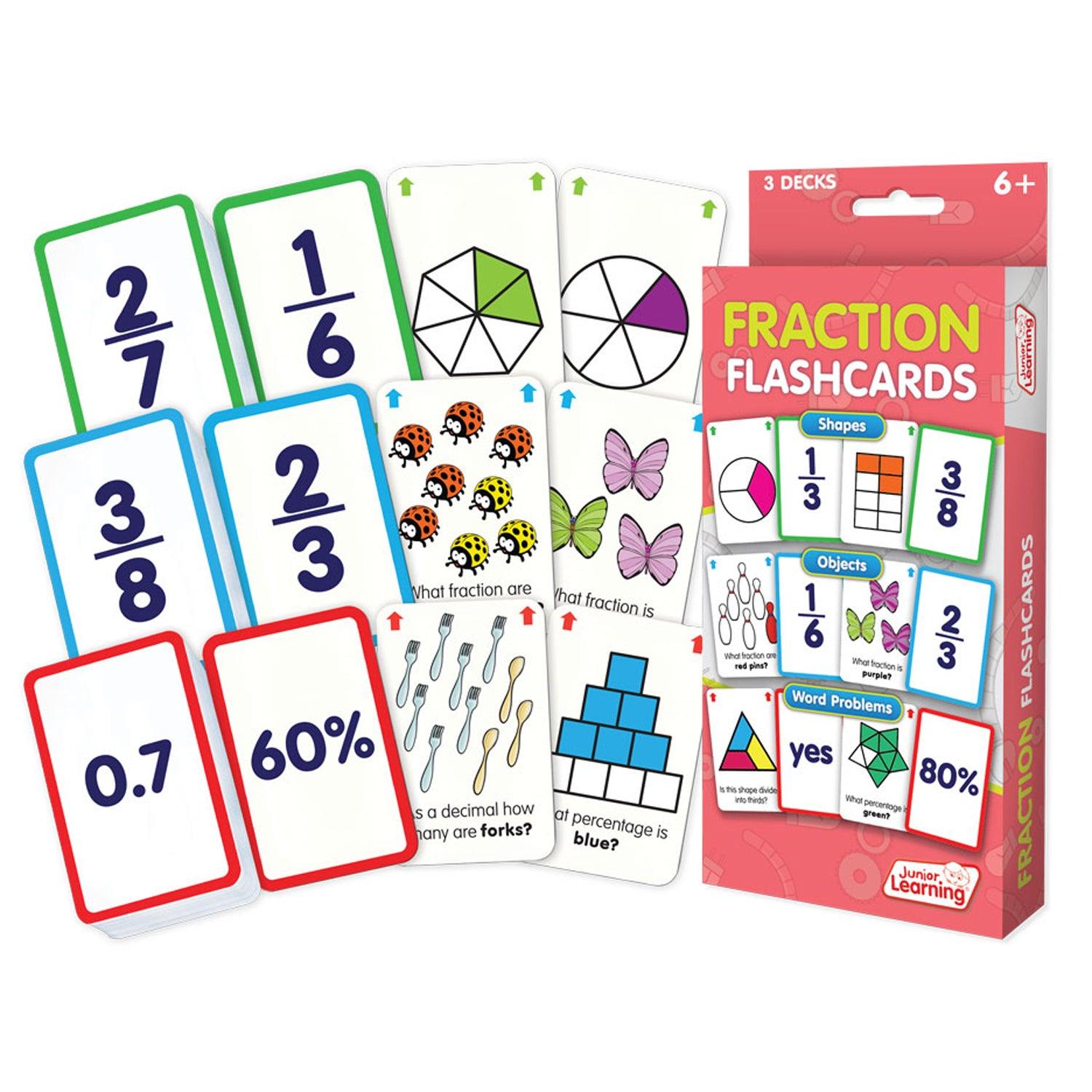 Fraction Flashcards, 3 Sets Per Pack, 3 Packs - Loomini