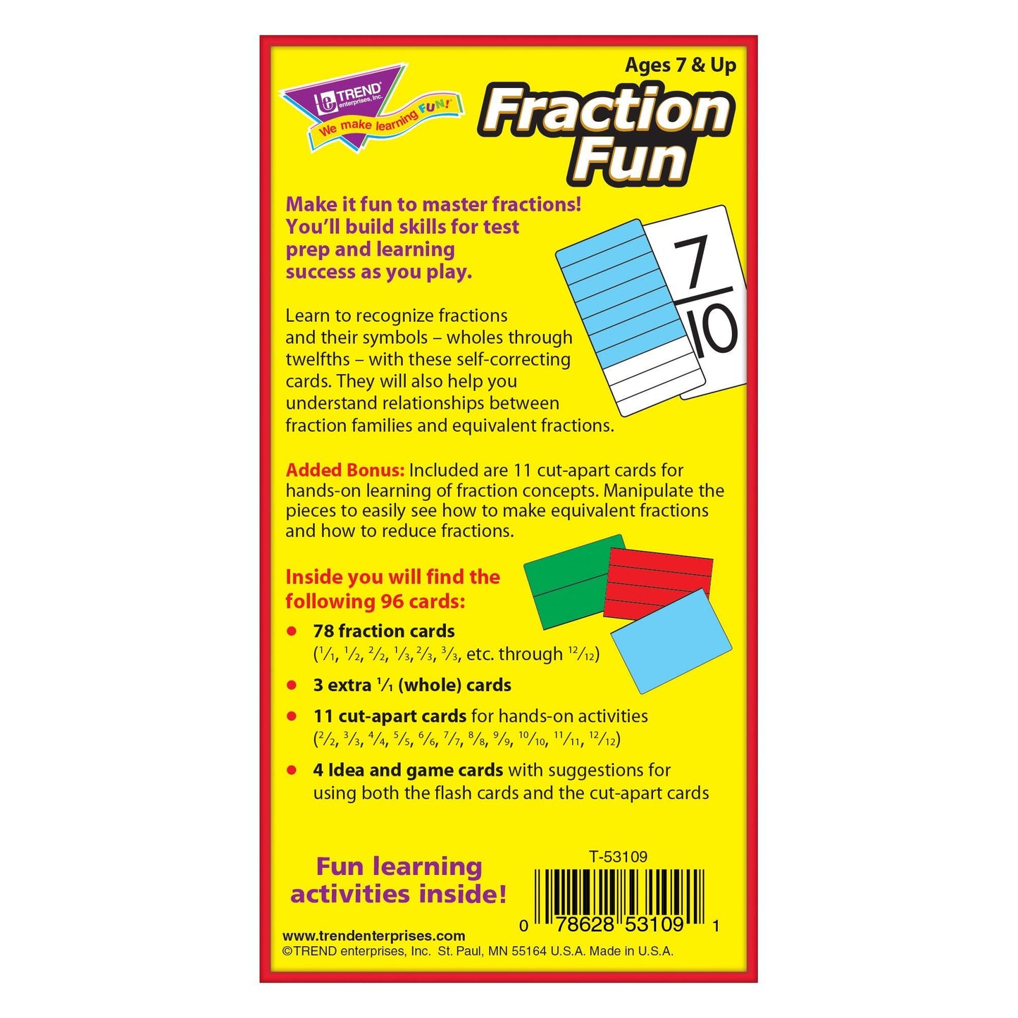 Fraction Fun Skill Drill Flash Cards, 3 Packs - Loomini