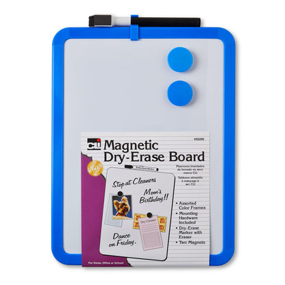 Framed Magnetic Dry Erase Board with Marker & Magnets, Assorted Colors, 8.5" x 11", Pack of 4 - Loomini