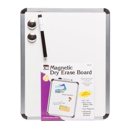Framed Magnetic Dry Erase Board with Marker & Magnets, Silver Frame, 11" x 14", Pack of 3 - Loomini