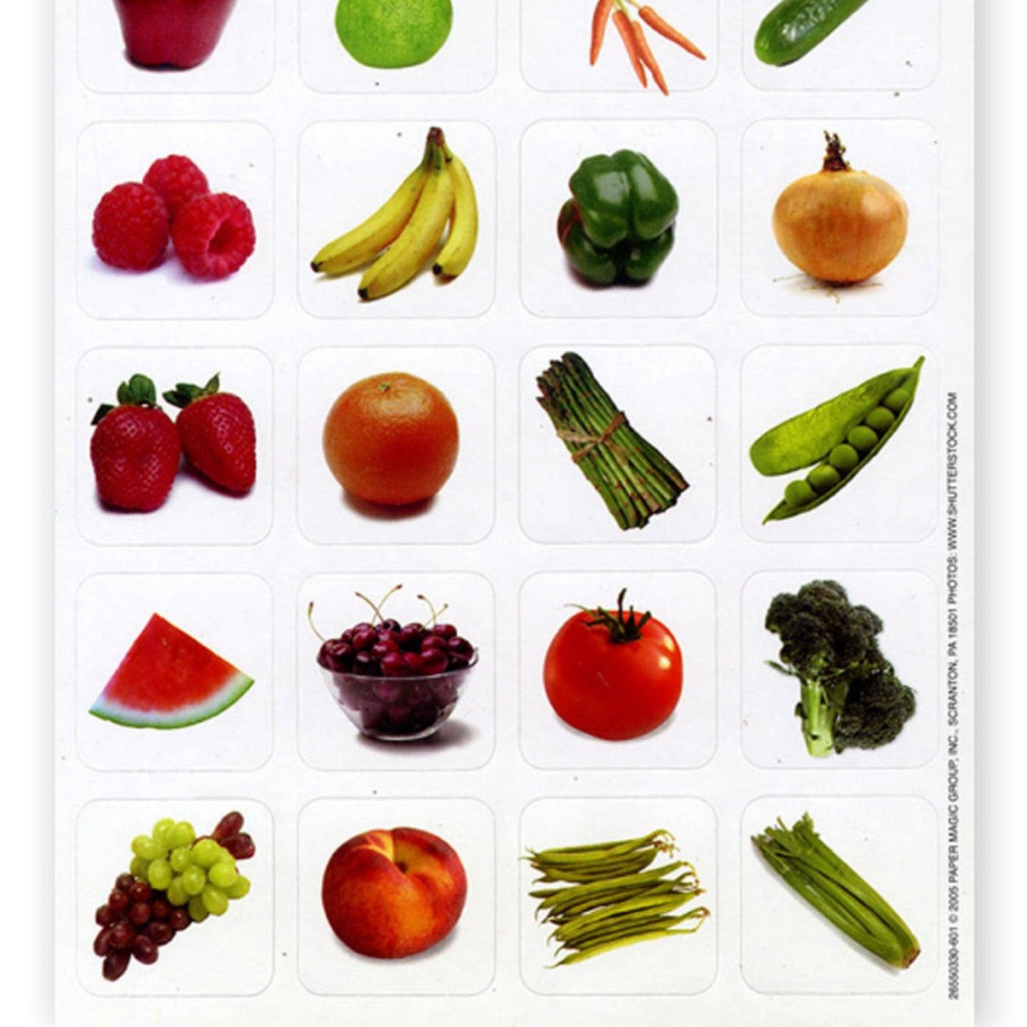 Fruits & Vegetables Theme Stickers, 120 Per Pack, 12 Packs - Loomini