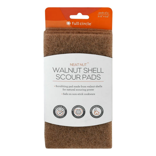 Full Circle Home - Scour Pads Neat Nut Walnut Shell - Case Of 12 - 3 Ct - Loomini