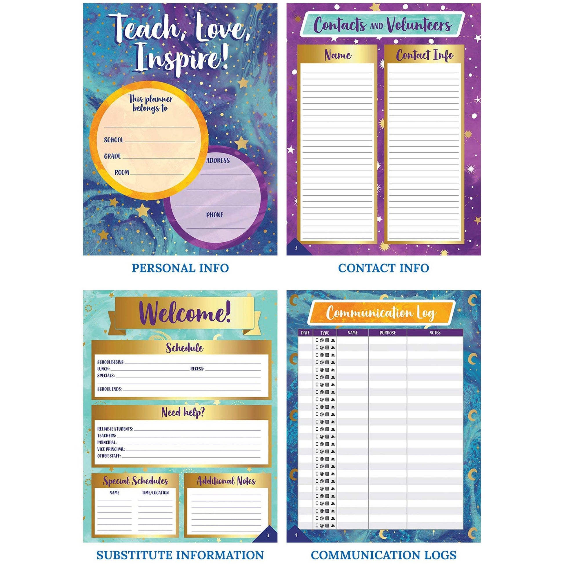 Galaxy Teacher Planner Plan Book - Loomini