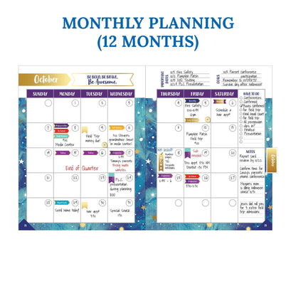 Galaxy Teacher Planner Plan Book - Loomini