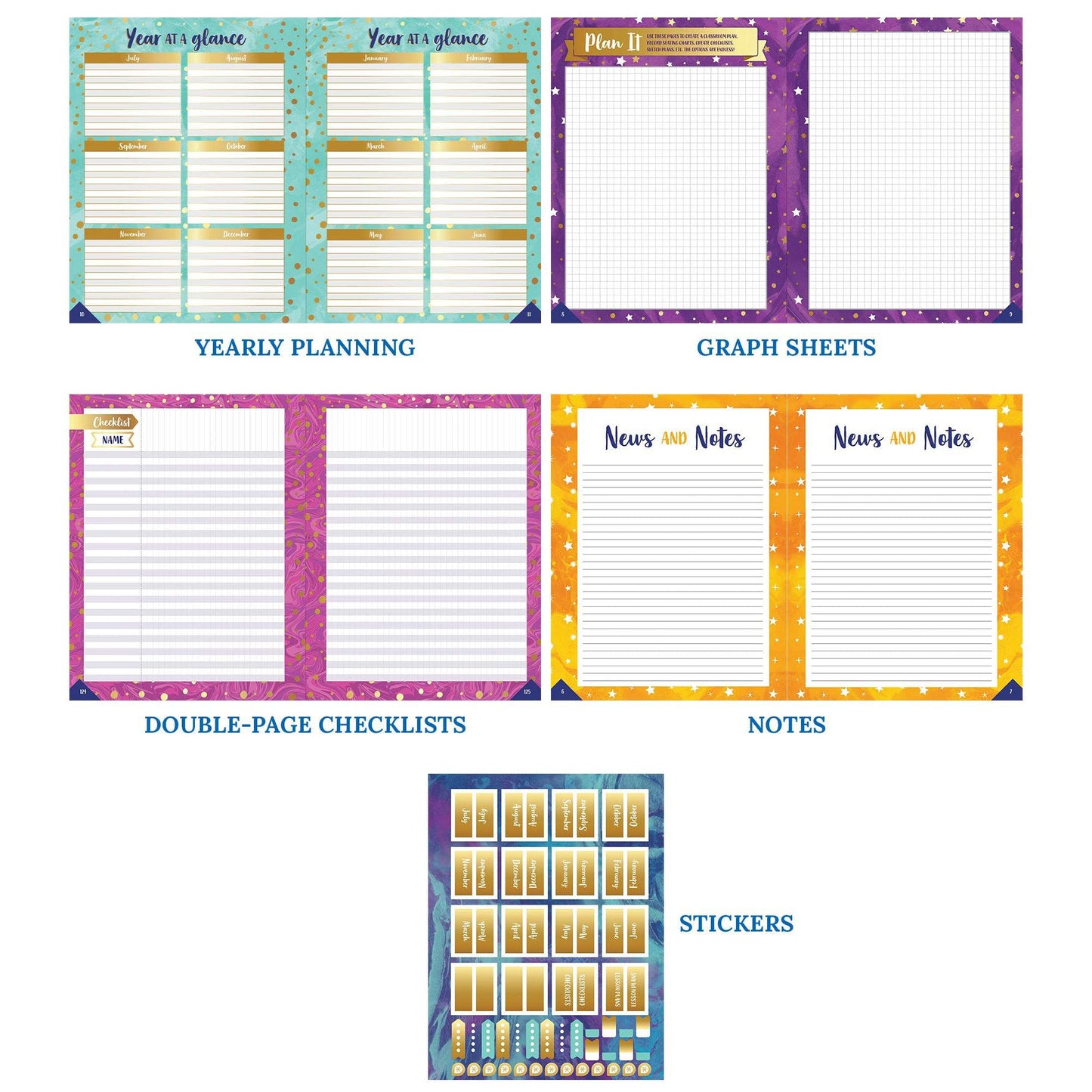 Galaxy Teacher Planner Plan Book - Loomini