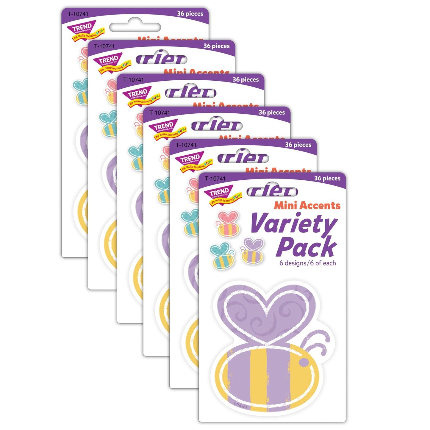 Garden Bees Mini Accents Variety Pack, 36 Per Pack, 6 Packs - Loomini