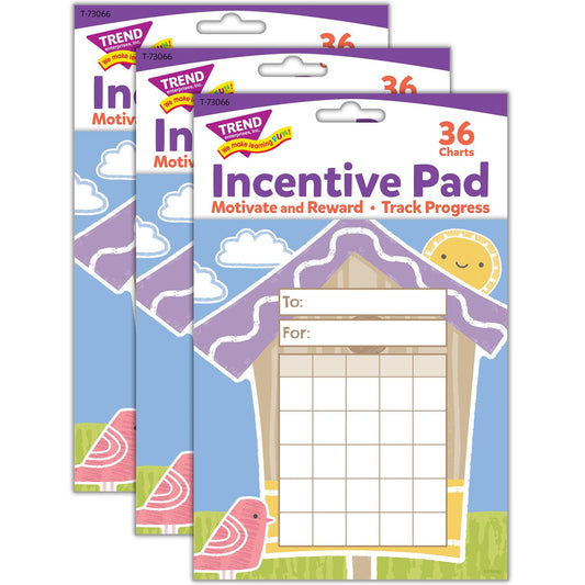 Garden Birdhouse Incentive Pad, 36 Sheets, Pack of 3 - Loomini