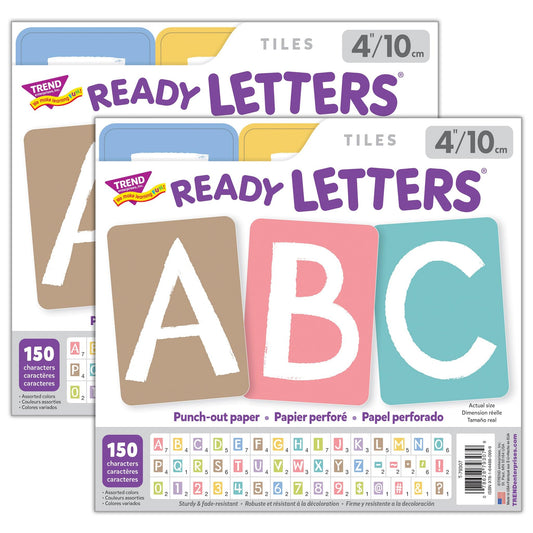 Garden Path 4" Tiles Uppercase Ready Letters®, 150 Pieces Per Pack, 2 Packs - Loomini