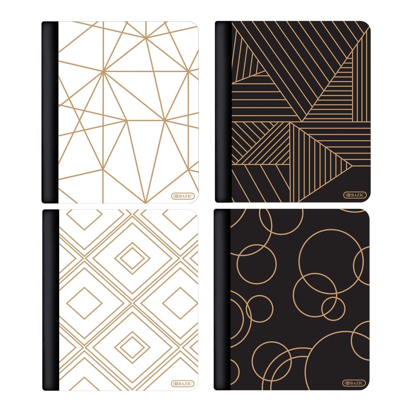 Geometric Composition Book, Assorted Covers, 80 Sheets/160 Pages, Pack of 12 - Loomini